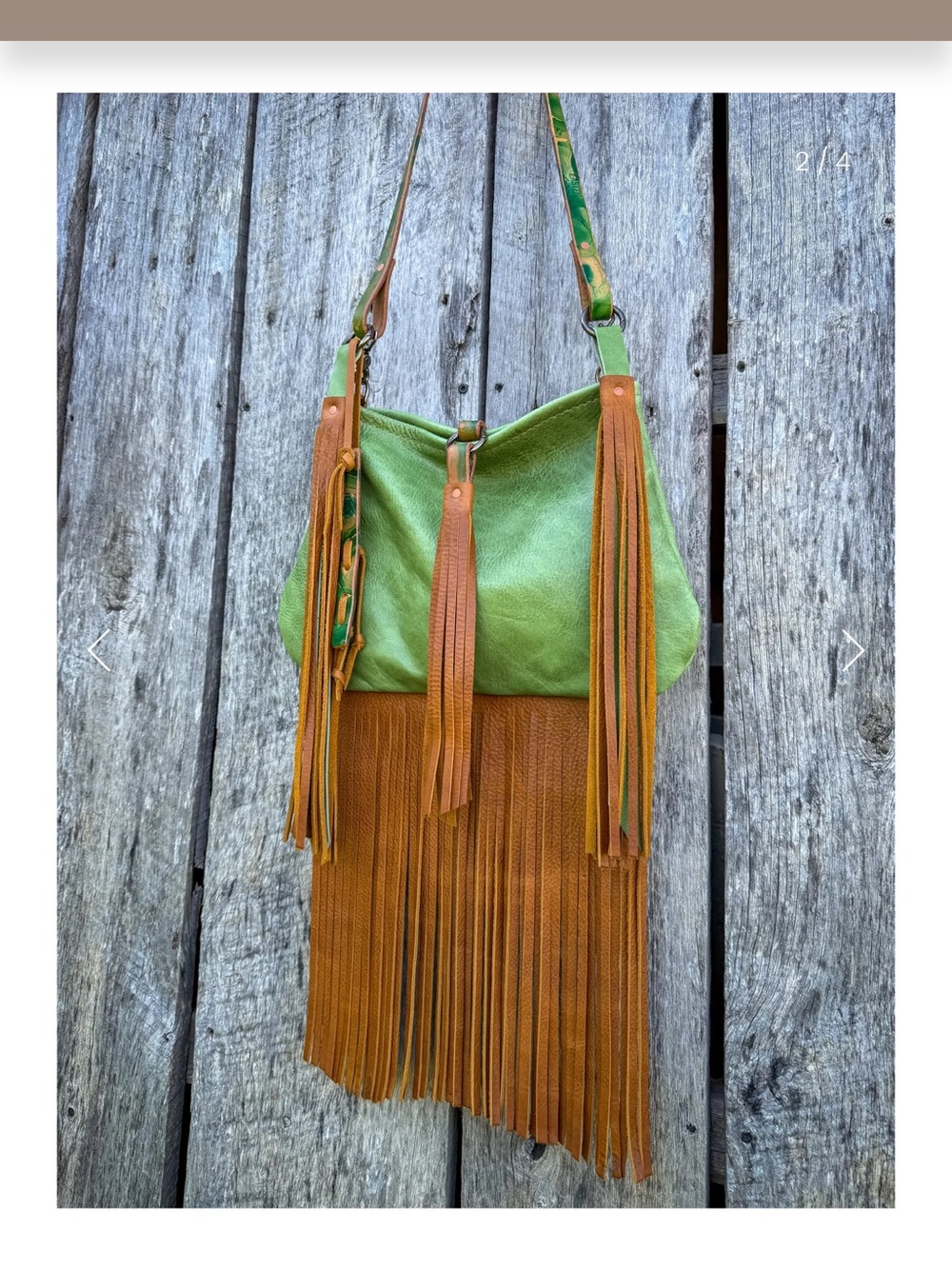 Easten Leathers Green Fringe Western Handbag